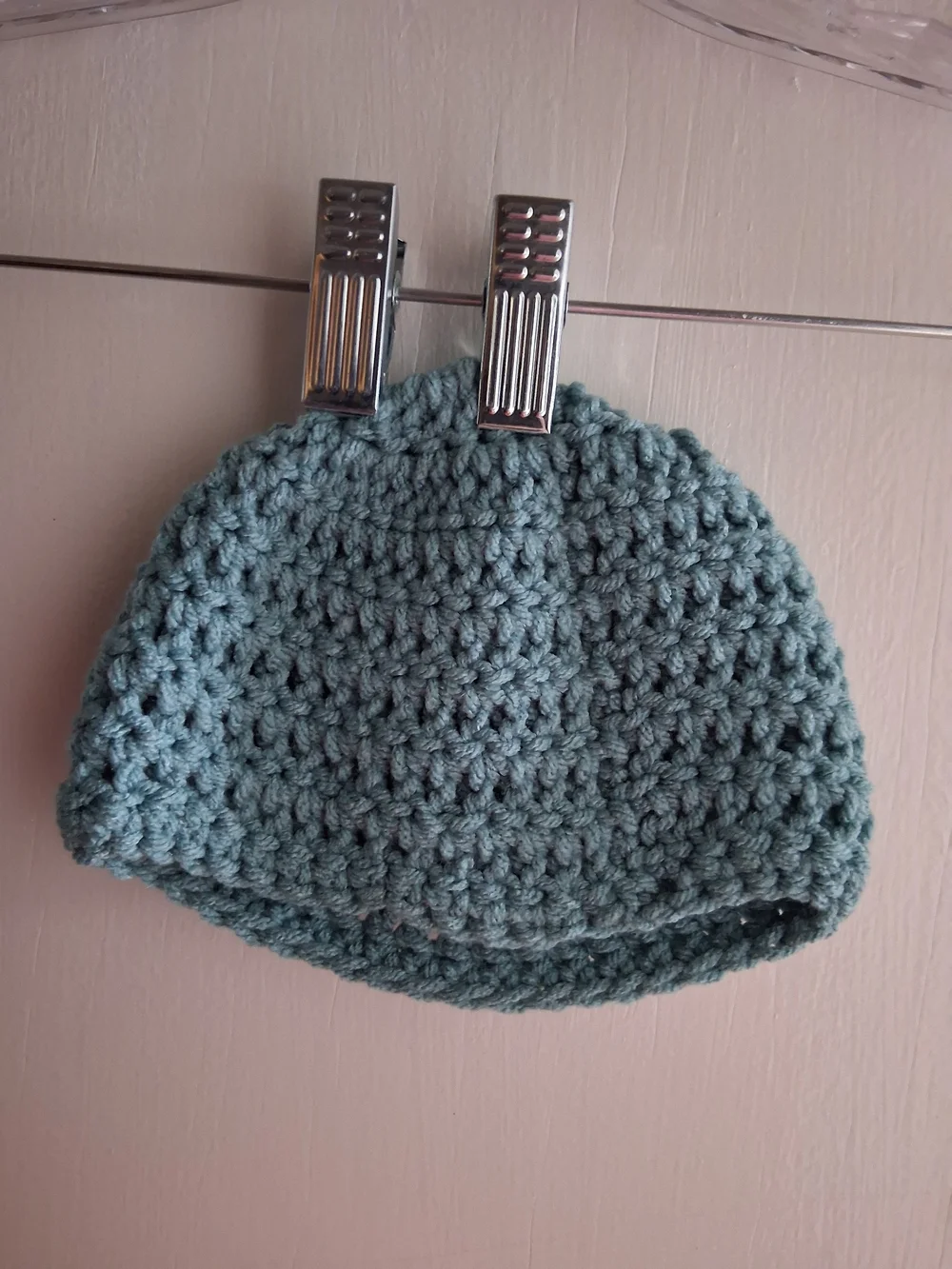 Handmade Crocheted Beanie Hat - Blue For Baby